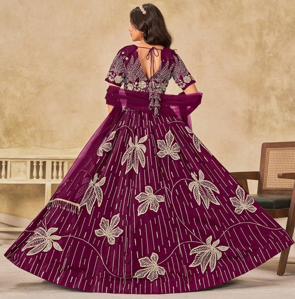 Angelic Magenta Color Art Silk Fabric Party Wear Lehenga