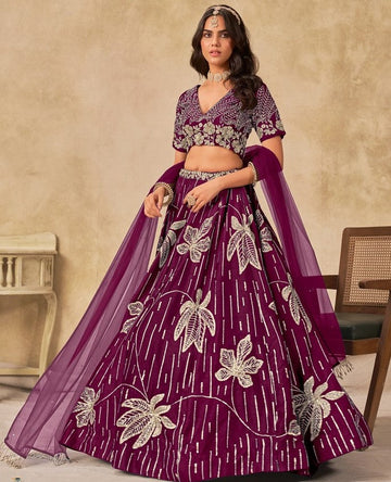 Angelic Magenta Color Art Silk Fabric Party Wear Lehenga