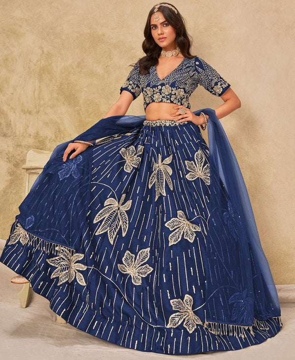 Angelic Blue Color Art Silk Fabric Party Wear Lehenga
