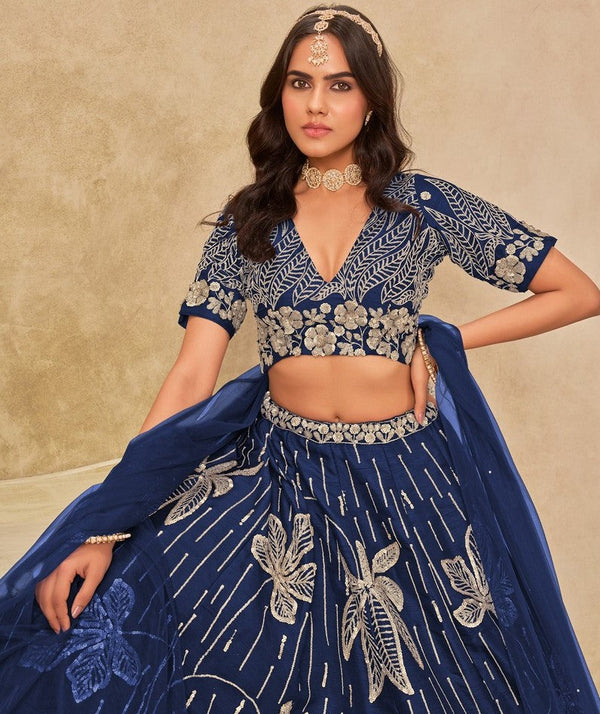 Angelic Blue Color Art Silk Fabric Party Wear Lehenga