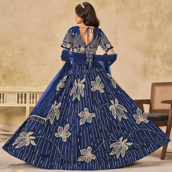 Angelic Blue Color Art Silk Fabric Party Wear Lehenga