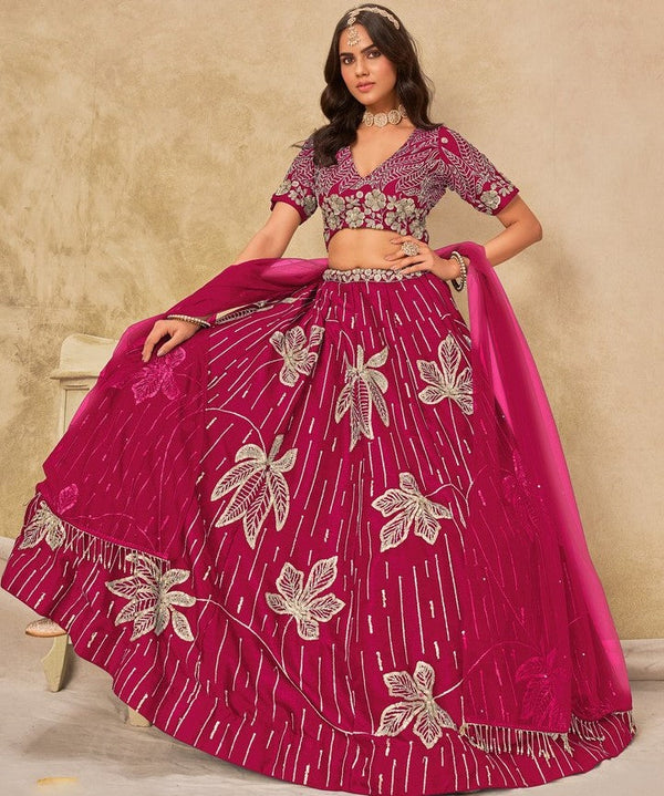 Angelic Pink Color Art Silk Fabric Party Wear Lehenga