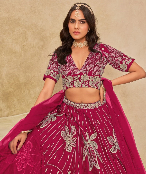 Angelic Pink Color Art Silk Fabric Party Wear Lehenga