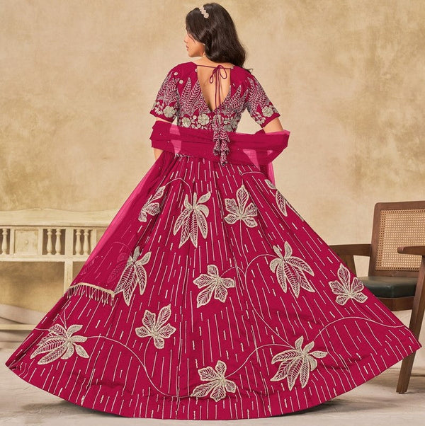 Angelic Pink Color Art Silk Fabric Party Wear Lehenga