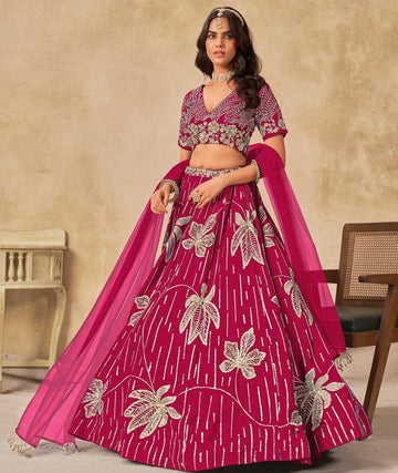 Angelic Pink Color Art Silk Fabric Party Wear Lehenga