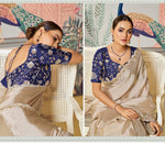 Amazing Beige Color Tussar Fabric Partywear Saree