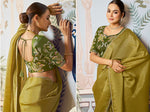 Amazing Green Color Silk Fabric Partywear Saree