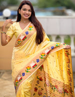 Lovely Cream Color Silk Fabric Partywear Saree