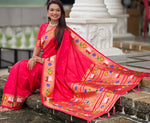 Lovely Red Color Silk Fabric Partywear Saree