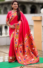 Lovely Red Color Silk Fabric Partywear Saree