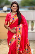 Lovely Red Color Silk Fabric Partywear Saree