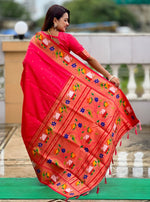 Lovely Red Color Silk Fabric Partywear Saree