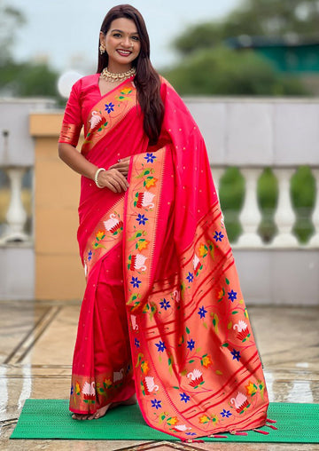 Lovely Red Color Silk Fabric Partywear Saree