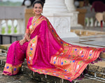 Lovely Magenta Color Silk Fabric Partywear Saree