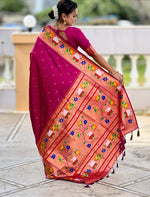 Lovely Magenta Color Silk Fabric Partywear Saree