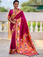 Lovely Magenta Color Silk Fabric Partywear Saree