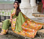 Lovely Green Color Silk Fabric Partywear Saree