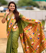 Lovely Green Color Silk Fabric Partywear Saree