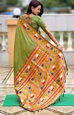 Lovely Green Color Silk Fabric Partywear Saree