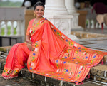 Lovely Orange Color Silk Fabric Partywear Saree