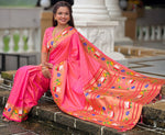 Lovely Pink Color Silk Fabric Partywear Saree