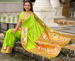 Lovely Green Color Silk Fabric Partywear Saree