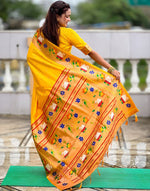 Lovely Yellow Color Silk Fabric Partywear Saree