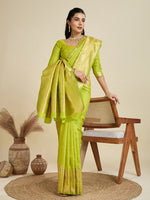 Amazing Green Color Kanjivaram Fabric Partywear Saree