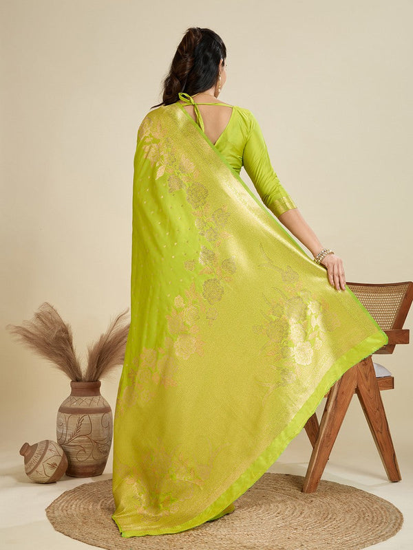 Amazing Green Color Kanjivaram Fabric Partywear Saree