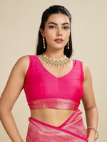 Amazing Pink Color Kanjivaram Fabric Partywear Saree