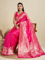 Amazing Pink Color Kanjivaram Fabric Partywear Saree