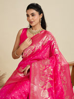 Amazing Pink Color Kanjivaram Fabric Partywear Saree