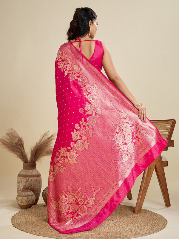 Amazing Pink Color Kanjivaram Fabric Partywear Saree