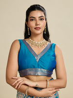 Amazing Teal  Color Kanjivaram Fabric Partywear Saree