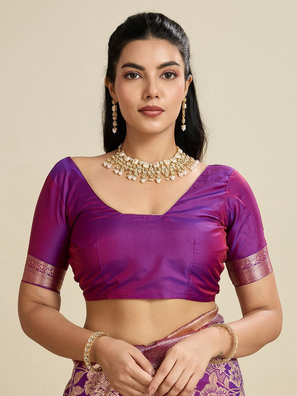 Amazing Purple Color Kanjivaram Fabric Partywear Saree