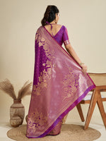 Amazing Purple Color Kanjivaram Fabric Partywear Saree