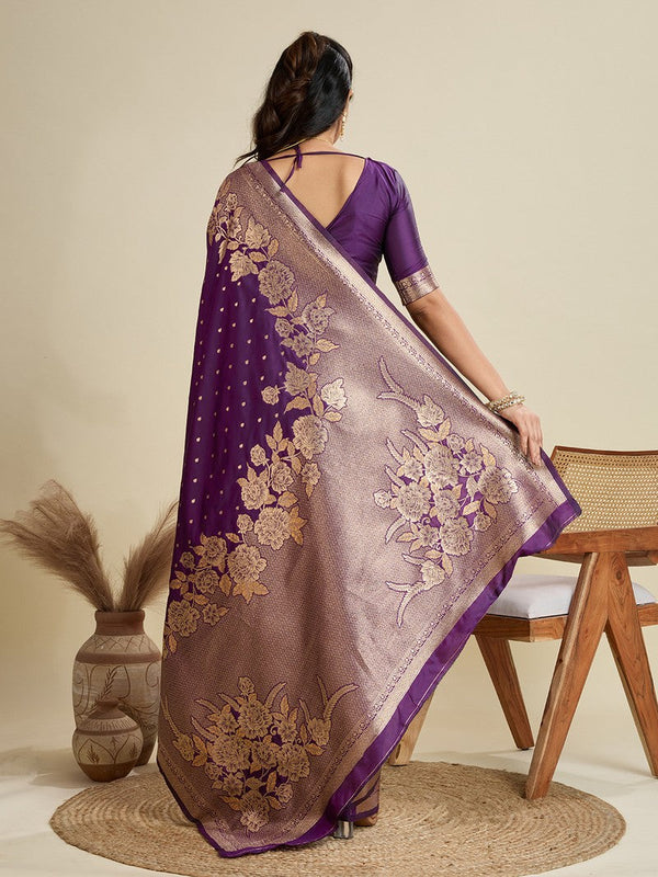 Amazing Voilet Color Kanjivaram Fabric Partywear Saree
