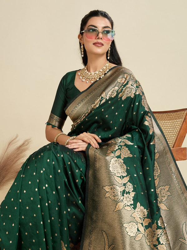 Amazing Green Color Kanjivaram Fabric Partywear Saree