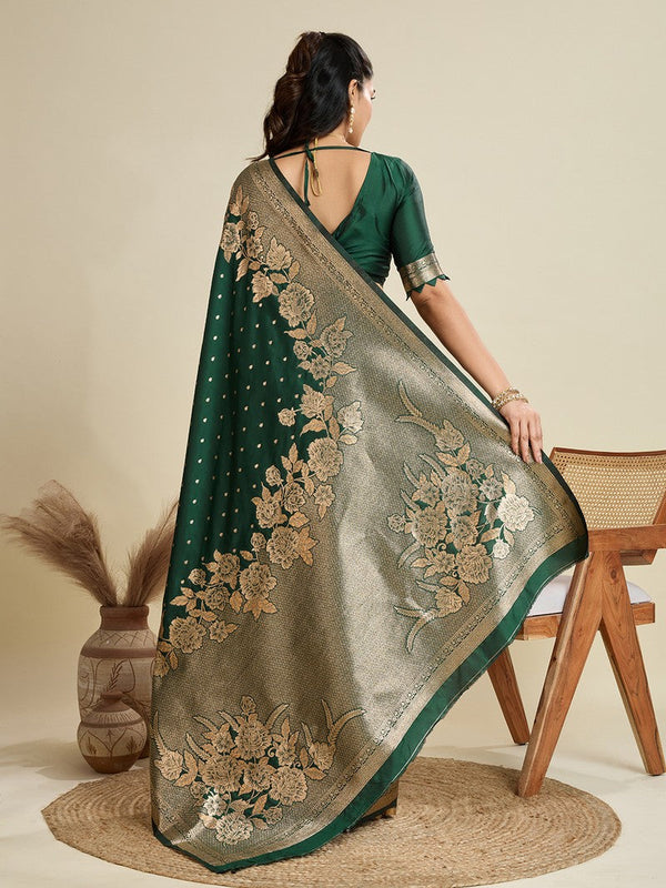Amazing Green Color Kanjivaram Fabric Partywear Saree
