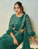 Lovely Green Color Silk Fabric Readymade Saree