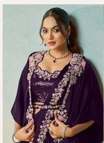 Lovely Voilet Color Satin Fabric Readymade Saree