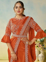 Lovely Orange Color Satin Fabric Readymade Saree
