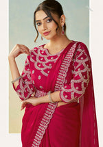 Lovely Magenta Color Satin Fabric Readymade Saree