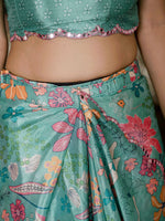Amazing Green Color Chinon Fabric Partywear Saree