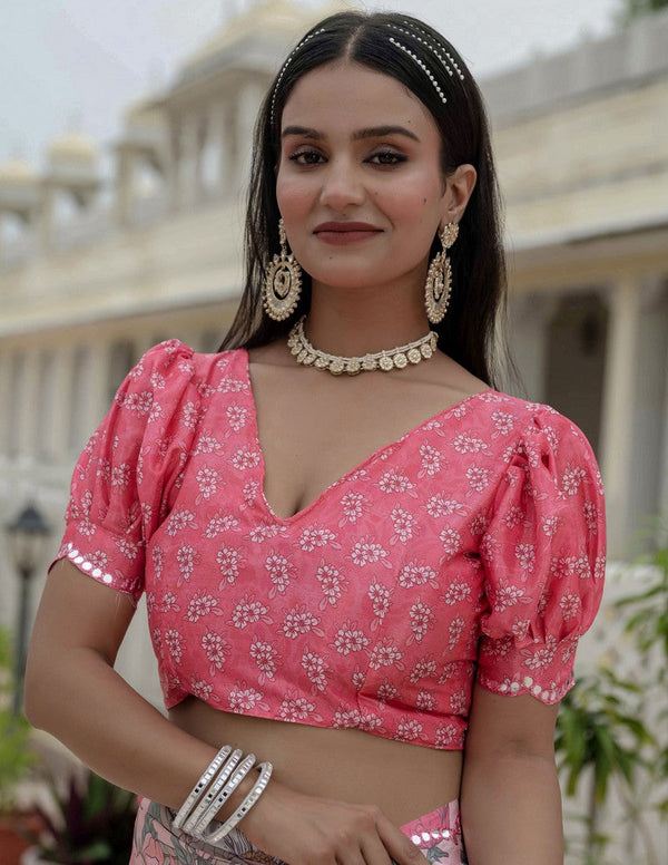 Amazing Pink Color Chinon Fabric Partywear Saree