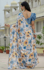 Amazing Multi Color Chinon Fabric Partywear Saree