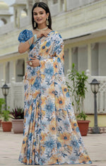 Amazing Multi Color Chinon Fabric Partywear Saree