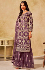 Divine Purple Color Net Fabric Plazzo Suit