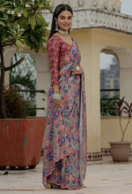 Beautiful Multi Color Chinon Fabric Casual Saree