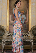 Beautiful Multi Color Chinon Fabric Casual Saree